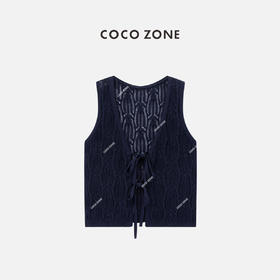 COCO ZONE”漫漫盛夏“复古高级感镂空无袖针织马夹设计感绑带上衣CC1B0980