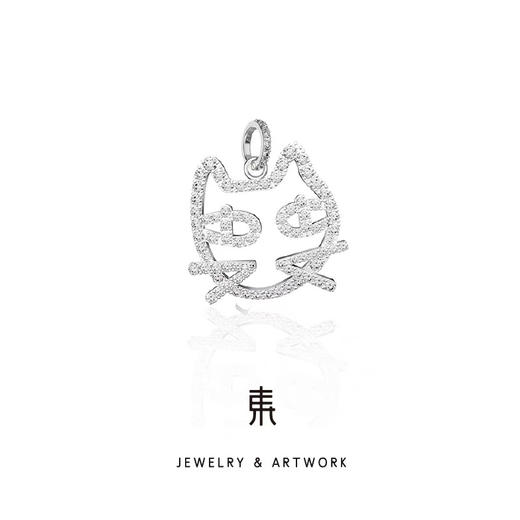 猫脸项链银镶锆石 商品图0