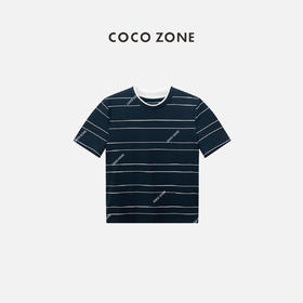 COCO ZONE 2024假两件条纹圆领短袖T恤显瘦百搭上衣CC2A0353