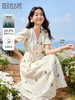 【五折购】熙世界莱赛尔蝴蝶绣花超好看连衣裙高级感法式V领天丝裙子夏天 商品缩略图0