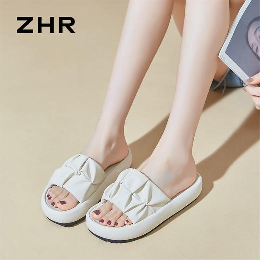 ZHR则则厚底拖鞋2024新款一字带沙滩凉拖软底时尚百搭外穿女拖鞋 商品图8