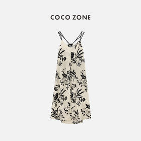 COCO ZONE"仙境连衣裙”夏季时尚V领印花连衣裙显瘦百搭A字无袖长裙CC1B1071