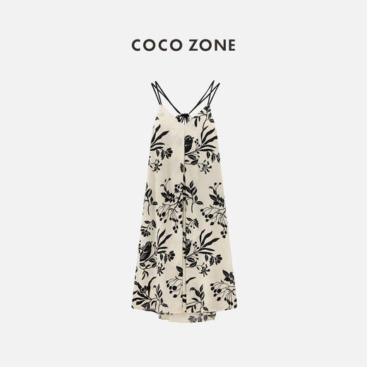 COCO ZONE"仙境连衣裙”夏季时尚V领印花连衣裙显瘦百搭A字无袖长裙CC1B1071 商品图0