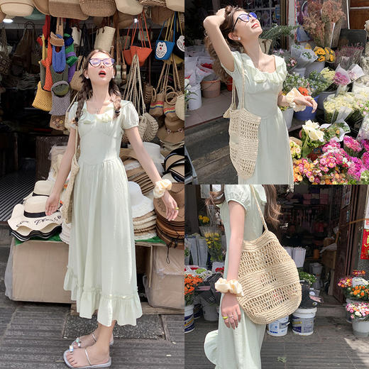 <曾小咸推荐>【氧气茶茶】淡绿色连衣裙 商品图3