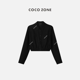 COCO ZONE 气质polo领短款衬衣春季服饰时尚长袖衬衫 23C18337