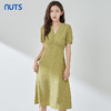 NUTS夏季时尚V领气质纯色气质短袖连衣裙323101120B 商品缩略图0