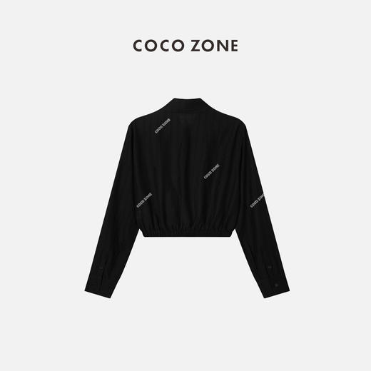 COCO ZONE 气质polo领短款衬衣春季服饰时尚长袖衬衫 23C18337 商品图1