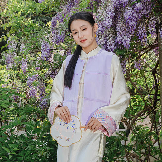 国风文艺圆领对襟马甲春夏新款XFV246017 商品图0