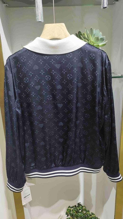 489102条纹领真丝款拉链外套 商品图4