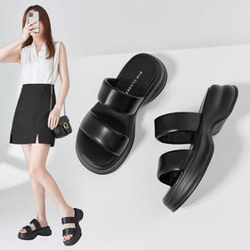 ZHR则则沙滩拖鞋2024新款外穿时尚厚底拖鞋百搭一字拖简约女拖鞋