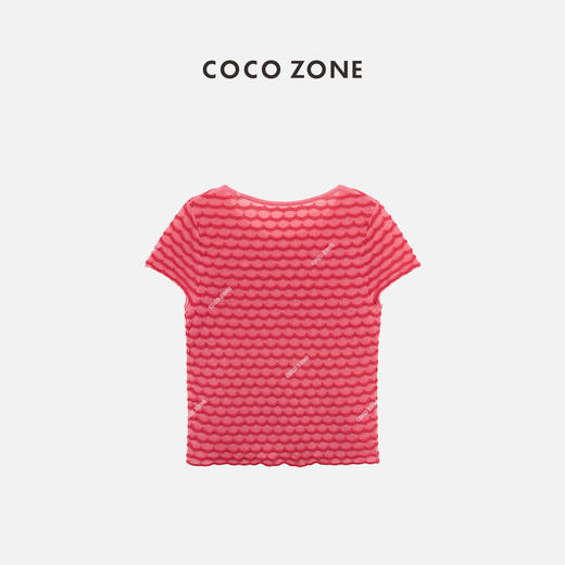 COCO ZONE2024“美人鱼”时尚波纹短袖针织衫简约通勤圆领上衣CC2B0837 商品图1