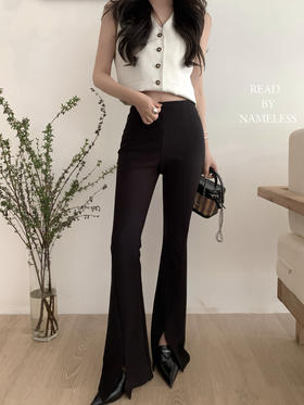 Read Nameless /高级纹路白马甲含羊毛+2024黑色开衩长腿喇叭裤