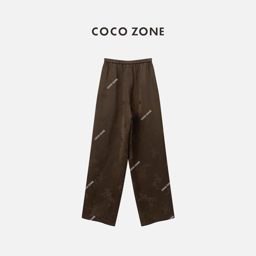 COCO ZONE2024新中式国风提花休闲裤松紧腰百搭直筒裤CC1A0496 商品图1