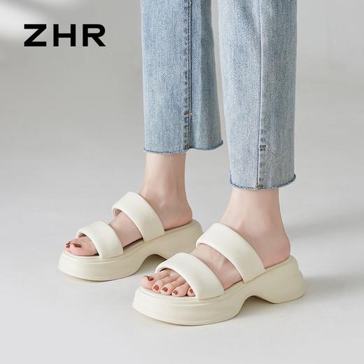 ZHR则则沙滩拖鞋2024新款外穿时尚厚底拖鞋百搭一字拖简约女拖鞋 商品图7