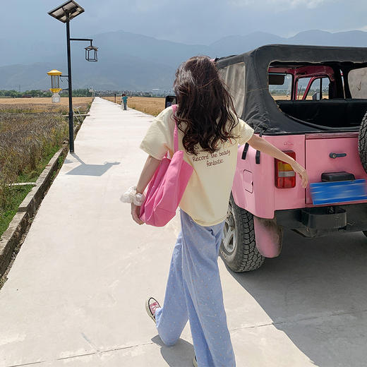 <曾小咸推荐>【舒适穿搭】黄色短袖T恤+蓝色格子裤 商品图4