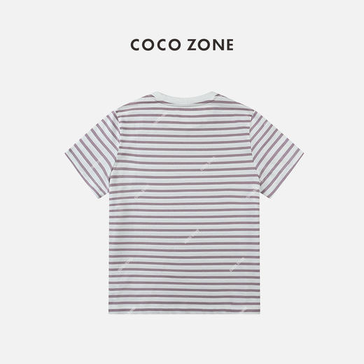COCO ZONE100棉时尚圆领短袖条纹T恤百搭通勤风上衣24C10283 商品图1