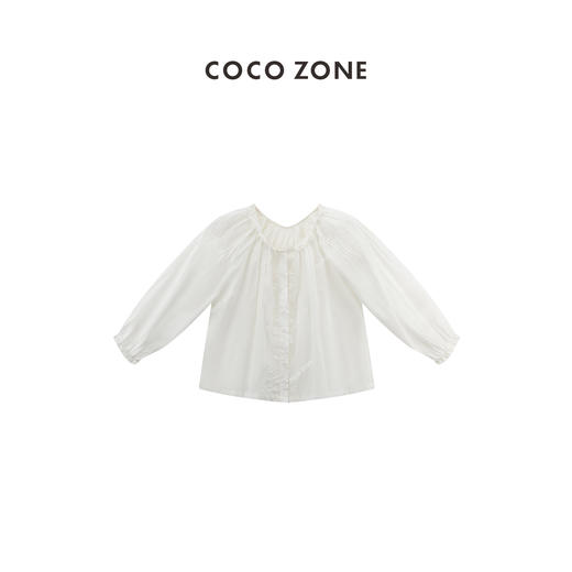 COCO ZONE夏季薄款圆领衬衫宽松休闲单排扣长袖上衣CC1B1104 商品图0