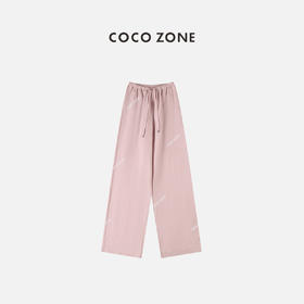 COCO ZONE 通勤风纯色休闲长裤松紧腰阔腿 23C18766