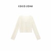 COCO ZONE"艾莉亚”时尚V领翻花镂空针织衫夏季透气感长袖上衣CC1B1085 商品缩略图1