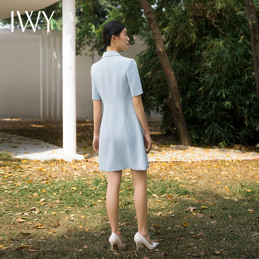 IWY/蓝色西装连衣裙短袖高级优雅名媛商务通勤医美职业ol工装裙子Q14236 商品图3