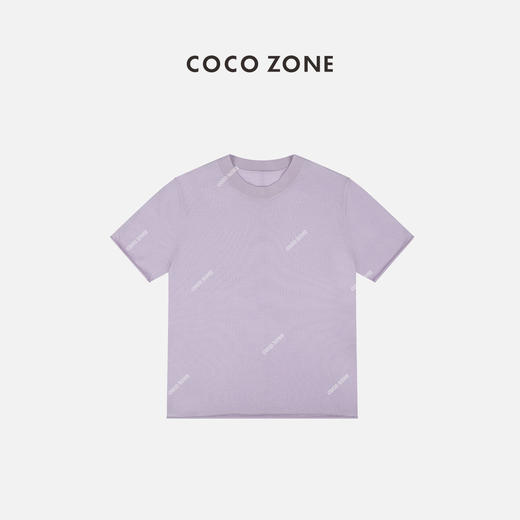 COCO ZONE 100羊毛春季圆领纯色休闲短袖T恤显瘦简约上衣24C10258 商品图0