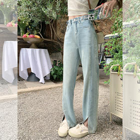 <曾小咸推荐>【长腿达人】下脚开叉牛仔裤