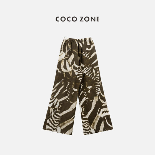 COCO ZONE"棕系油画“夏季松紧腰法式印花休闲裤宽松显瘦直筒阔腿裤CC1B1095 商品图1