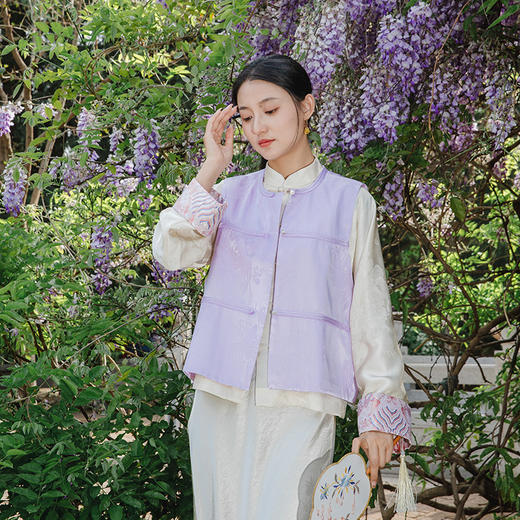 国风文艺圆领对襟马甲春夏新款XFV246017 商品图1