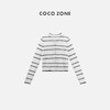 COCO ZONE时尚撞色条纹针织衫简约圆领单排扣长袖上衣CC1B1150 商品缩略图1