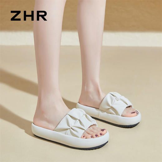 ZHR则则厚底拖鞋2024新款一字带沙滩凉拖软底时尚百搭外穿女拖鞋 商品图7