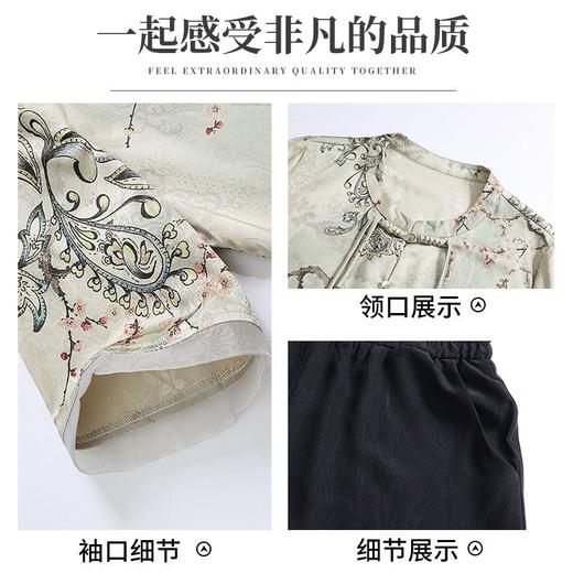 TZW-新中式国风妈妈夏装雪纺小衫套装洋气中老年女装夏季短袖衬衫上衣 商品图5