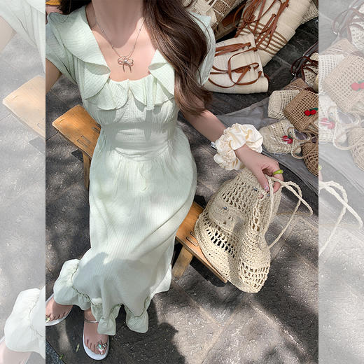 <曾小咸推荐>【氧气茶茶】淡绿色连衣裙 商品图1