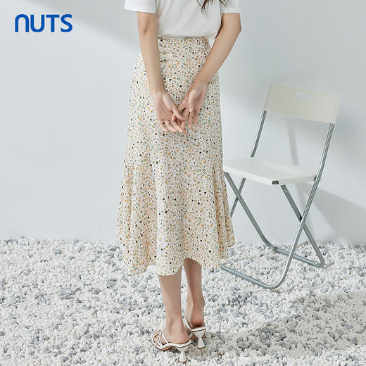 NUTS小清新碎花半身裙女夏季高腰显瘦a字中长裙气质326063398B 商品图1