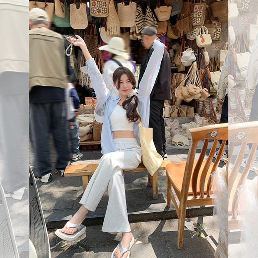 <曾小咸推荐>【简约调性】灰色休闲裤 商品图2