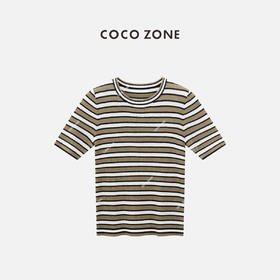 2024春夏设计感拼色条纹显瘦圆领短袖针织衫CC1A0557