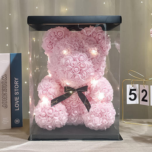 礼盒装！【浪漫花礼“告白熊”】永生花PE玫瑰熊生日礼物情人节520送女友礼物仿真花创意礼品，“萌萌玫瑰熊给你爱的熊抱“ 为爱花尽心思，不会凋零的玫瑰象征不灭的爱情。-ry 商品图4