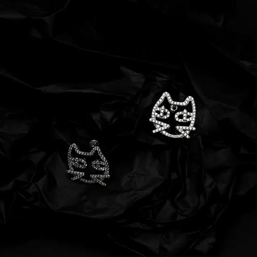 猫脸耳饰银镶锆石 商品图2