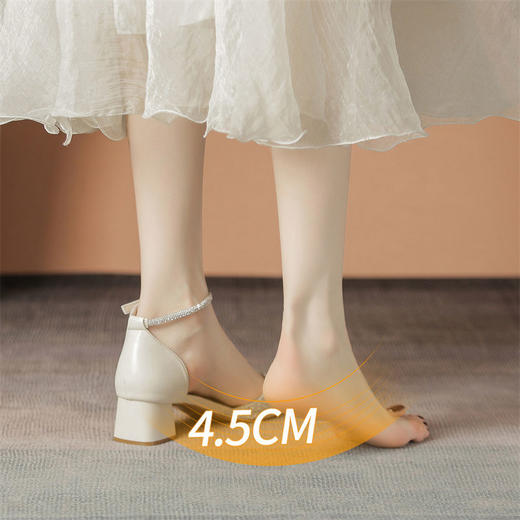 ZHR则则水钻包头凉鞋女2024夏季新款ins尖头单鞋一字高跟鞋配裙子 商品图3