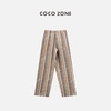 COCO ZONE"卡罗琳“100亚麻竖条纹松紧腰系带休闲裤简约直筒裤CC1B0830 商品缩略图1