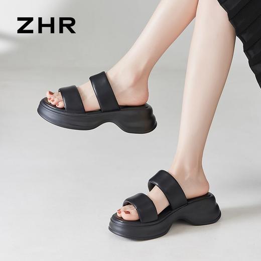 ZHR则则沙滩拖鞋2024新款外穿时尚厚底拖鞋百搭一字拖简约女拖鞋 商品图4