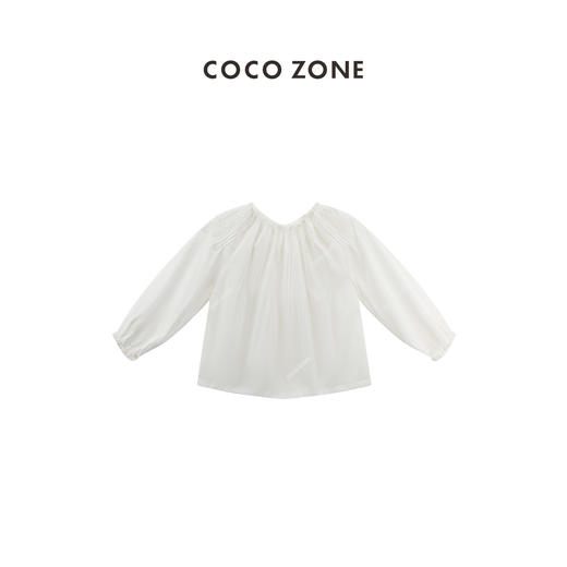 COCO ZONE夏季薄款圆领衬衫宽松休闲单排扣长袖上衣CC1B1104 商品图1