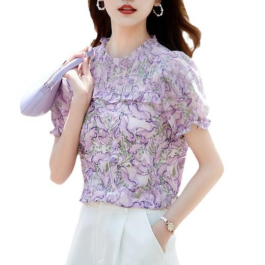 法式优雅木耳领印花小衫百搭减龄AHM-dtyx2201 商品图4