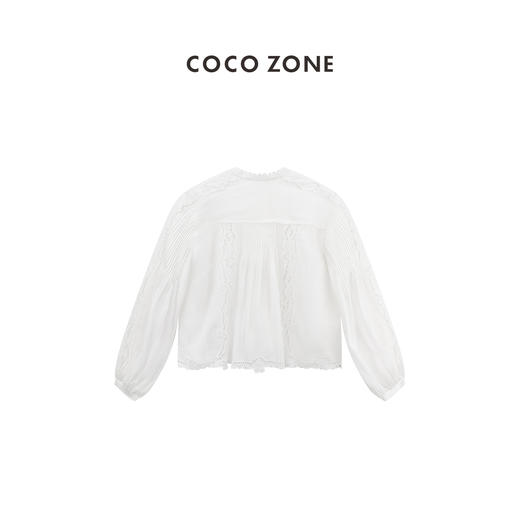 COCO ZONE"水溶花“设计感镂空白色衬衣气质显瘦单排扣上衣CC1B0654 商品图1