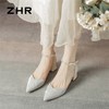 ZHR则则水钻包头凉鞋女2024夏季新款ins尖头单鞋一字高跟鞋配裙子 商品缩略图5