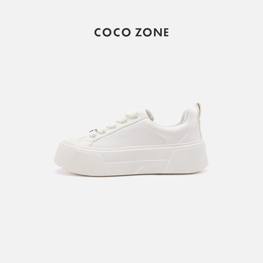 COCO ZONE2024新款厚底增高时尚休闲鞋通勤百搭小白鞋CC2A0417 商品图0