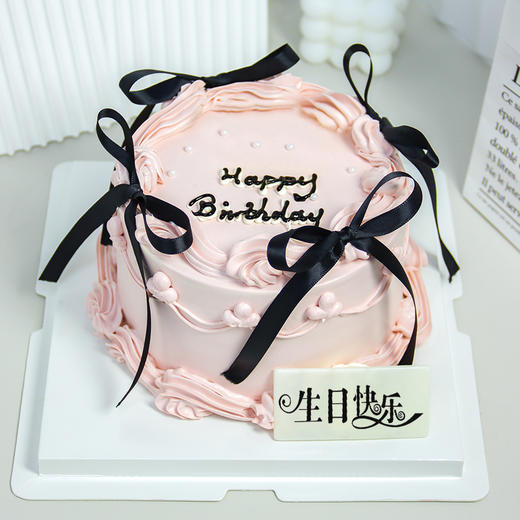 【复古蝴蝶结】6英寸唯美小仙女-水果夹心生日蛋糕 商品图1
