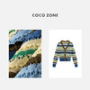 COCO ZONE"夏季多巴胺”夏季撞色镂空针织开衫高级感条纹V领长袖上衣CC1B1119 商品缩略图2