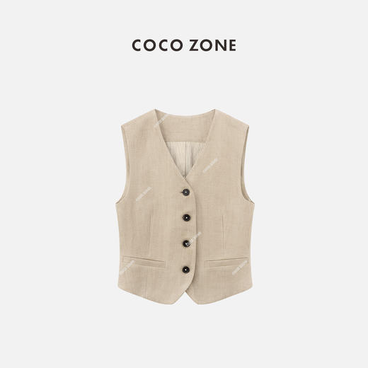 COCO ZONE2024"雪茄马甲”复古设计感V领马夹百搭单排扣无袖上衣CC1B0748 商品图0