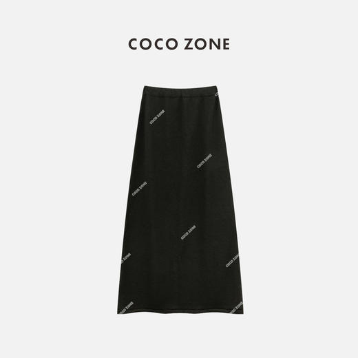 COCO ZONE2024简约松紧腰半身裙气质纯色开叉中长裙CC1B0851 商品图0