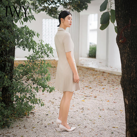 IWY/气质卡其色西装连衣裙短袖夏高级修身显瘦美容院商务约会裙子Q14236 商品图3